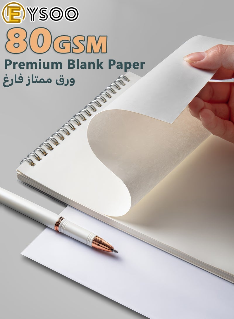  إيسو دفاتر ملاحظات EYSOO A5 الحلزونية، عبوة من 4 دفاتر فارغة، 80 ورقة / 160 صفحة، دفاتر ملاحظات بحجم الجيب، غلاف مقوى للكتابة في المكتب والمدرسة - Image 4