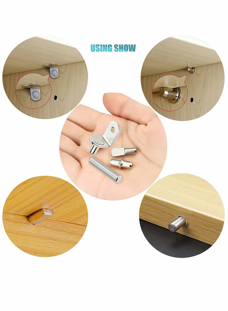 KASTWAVE Shelf Pins Kit,4 Styles Nickel Plated Shelf Support Pegs, Bookshelf Pegs for Shelves, Cabinet Shelf Bracket Pegs Shelf Pins Holders for Kitchen Furniture & Closet 104Pcs (5mm & 1/4inch) - Image 3