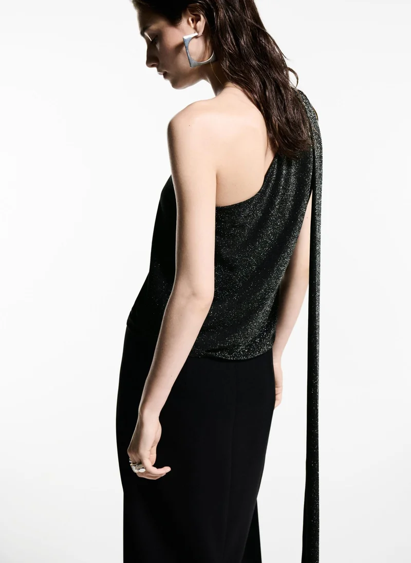 مانجو Casual Asymmetrical Lurex Top