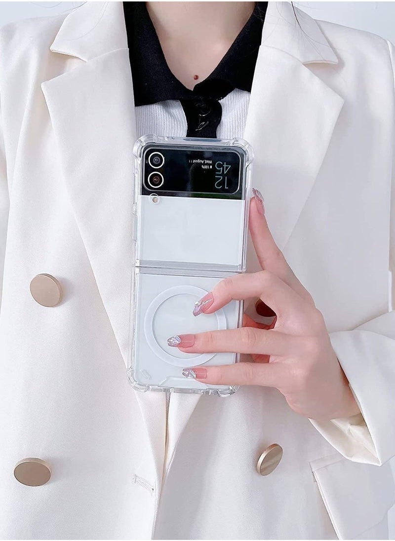 ELTRAZONE Samsung Galaxy Z Flip 4 Magsafe Clear Case, With Magnetic and Support Wireless Charger, Transparent Shockproof and Drop-Proof Hard PC Phone Cover for Galaxy Z Flip 4 - Image 2