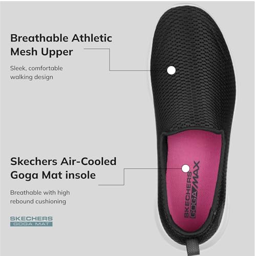 SKECHERS حذاء سكيشرز للأداء جو ووك جوي سليب أون للنساء، 11 C/D أمريكي، أسود-أبيض - Image 5