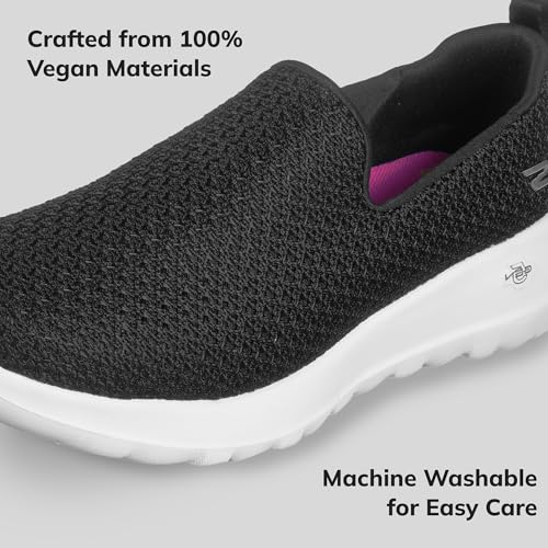 SKECHERS حذاء سكيشرز للأداء جو ووك جوي سليب أون للنساء، 11 C/D أمريكي، أسود-أبيض - Image 4