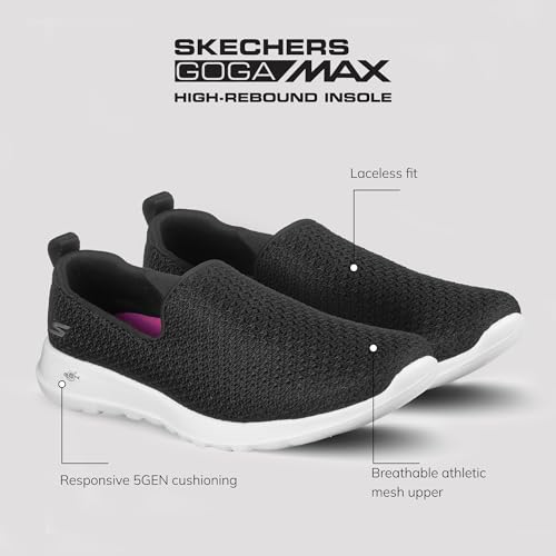 SKECHERS حذاء سكيشرز للأداء جو ووك جوي سليب أون للنساء، 11 C/D أمريكي، أسود-أبيض - Image 2
