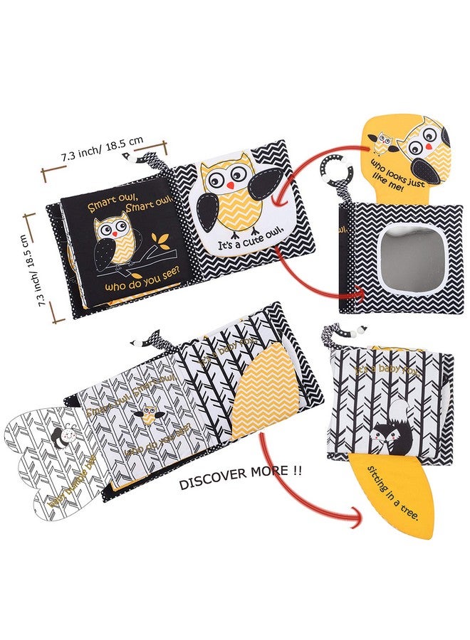 Bebe Mondo Touch and Feel Cloth Crinkle Books for Babies Infant, Baby Books Toys 0-3-6-12 Months, Christmas Shower Baby Gifts, High Contrast Toys,Teething Teethers, Tummy Time Mirror Toys for Boys and Girls-Owl  - Image 2