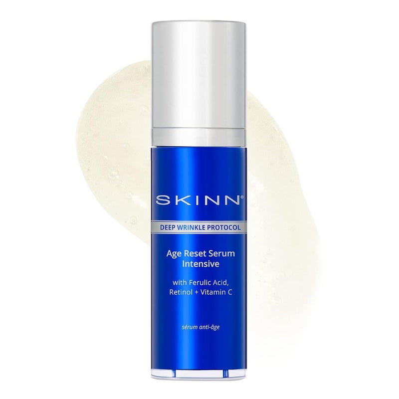 SKINN Deep Wrinkle Facial Serum Intensive Age Reset Serum  Anti Wrinkle Repair Face Serum  Hydrating  Plumping Anti Aging Serum Reduces Fine Lines  Ferulic Acid Retinol  Vitamin C