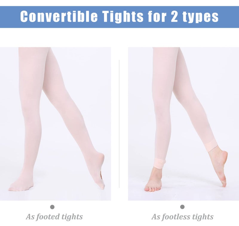 MdnMd 1 Pack Women's Dance Tights Ballet Footless Convertible Ultra Soft Dancer Tight Stocking Pantyhose (Ballet Pink, Adult-Small, Height 63-65") - Image 2