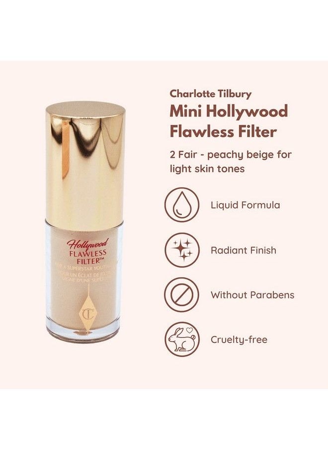Charlotte Tilbury - Mini Hollywood Flawless Filter Travel Size 2 Fair Customizable Face Liquid Makeup Booster Tinted Primer Foundation Highlighter Moisturizer - Image 1
