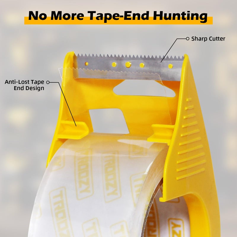 TROOZY 1.88 in x 66.6 YDs Clear Heavy Duty Packing Tape with Dispenser, 2.68 Mil Thick Strong & Durable Shipping Tape for Packing Boxes, Moving, Mailing & Storage - Image 2