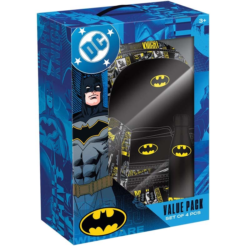 Warner Bros. DC Batman 4 Pcs Backpack Set with Lunch Bag, Water Bottle & Pencil Case - Image 5