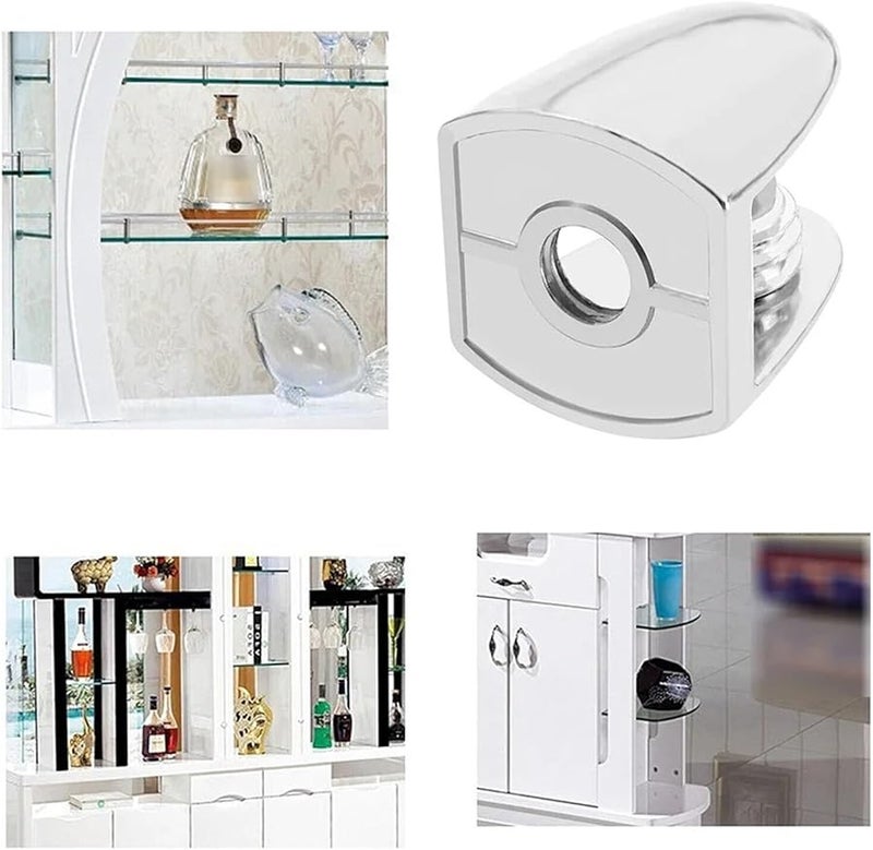 Zinc Alloy Adjustable Glass Shelf Brackets 30pcs Fish Mouth Clip Furniture Support - Image 4