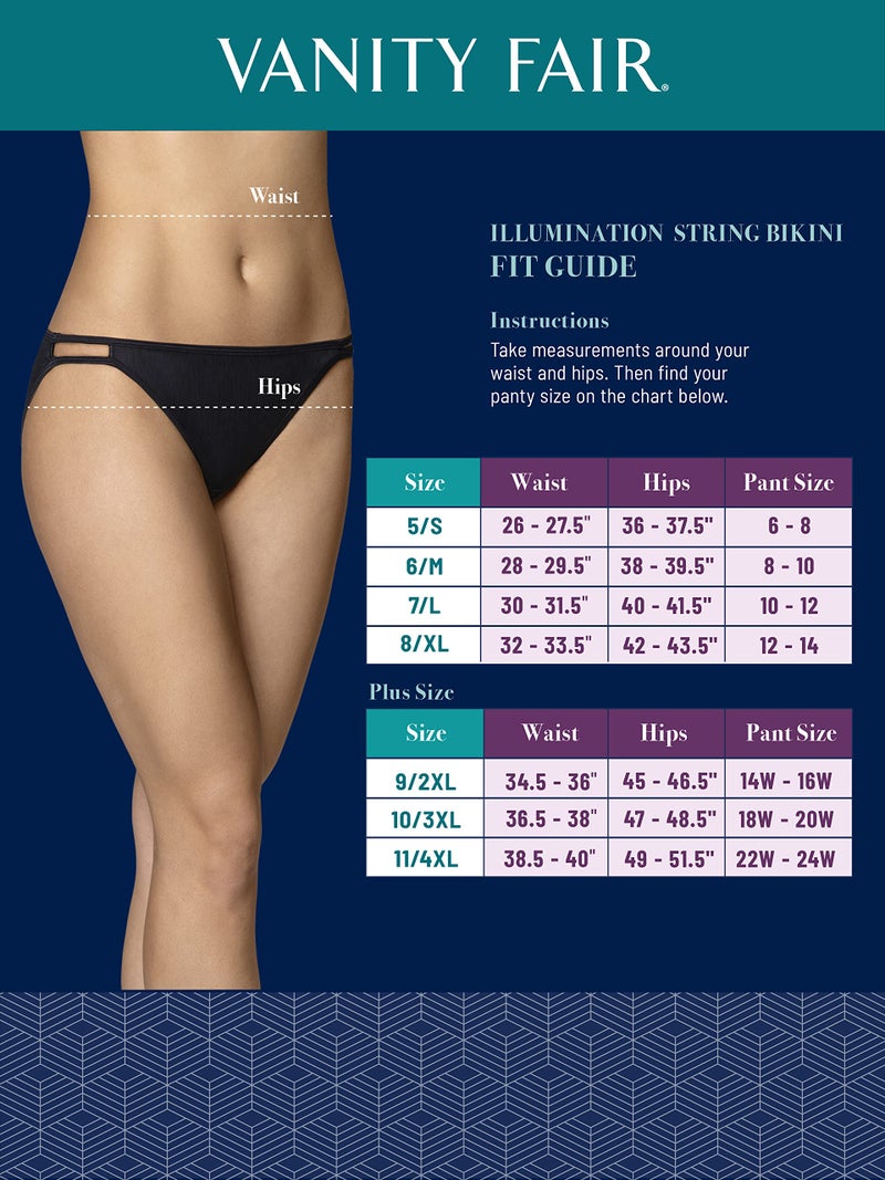 Vanity Fair Women's Illumination String Bikini Panties, Silky Stretch & Satin Trim, Polished Pink, 6 - Image 3