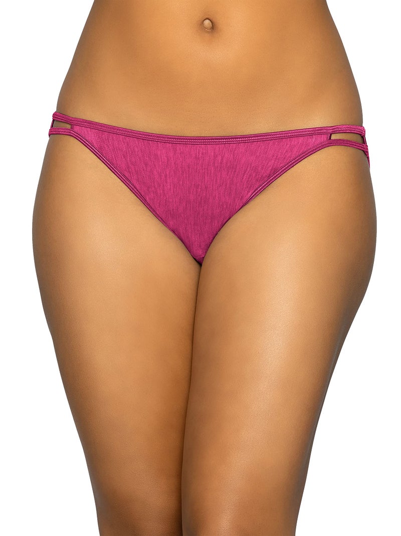 Vanity Fair Women's Illumination String Bikini Panties, Silky Stretch & Satin Trim, Polished Pink, 6 - Image 1