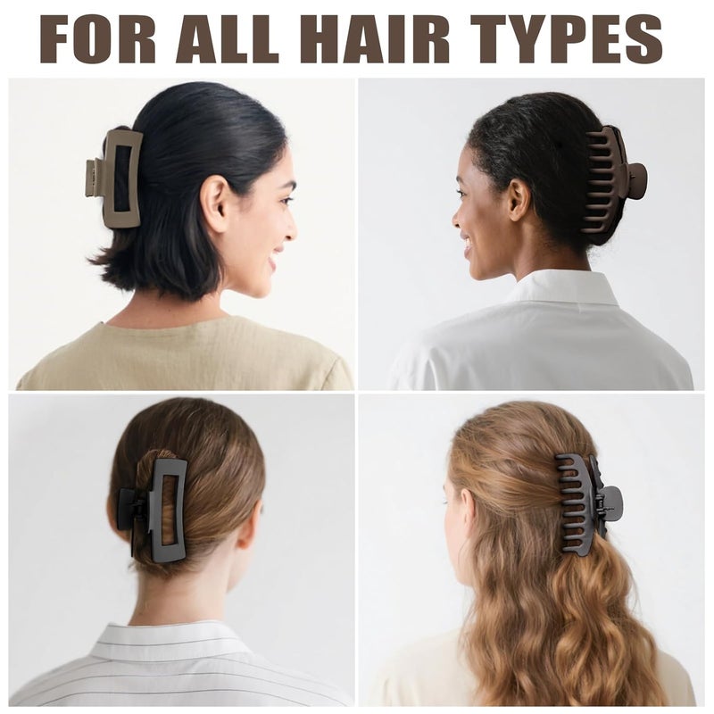TOCESS 8 Pack Neutral Big Hair Claw Clips for Women Large Claw Clip for Thin Thick Curly Hair 90's Strong Hold 4.33 Inch Nonslip Matte Jumbo Hair Clips - Image 5