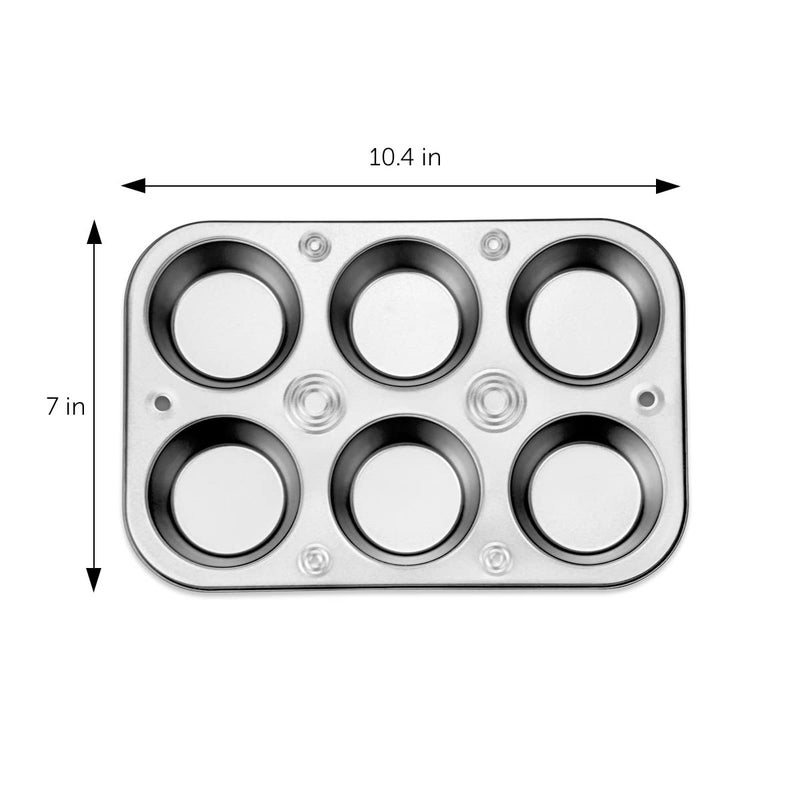 Decorrack 2 Pack Non-Stick Muffin Pans  6-Cup  Bakeware For Baking Cupcakes (Pack Of 2) - Image 2