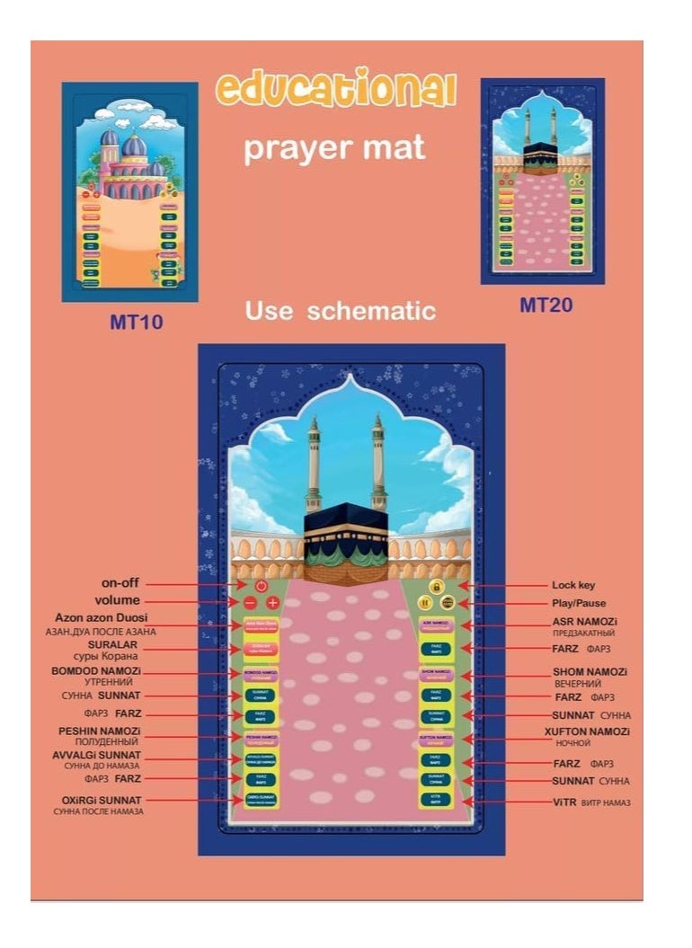 TYZOON Electronic Kids Educational Prayer Mat - Interactive Learning and Fun for Children, Electronic Muslim Islamic Prayer Mat for Kids, Prayer Rug for Kids  - Image 2