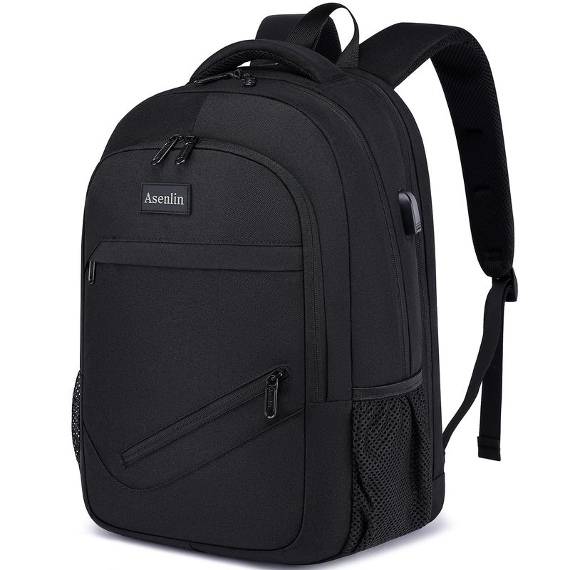 Asenlin Travel Laptop Backpack for Women MenWater Resistant Business Slim Sturdy Laptops Backpack with USB Charging PortFits 156 Inch Notebook College School Computer BagBlack - Image 2