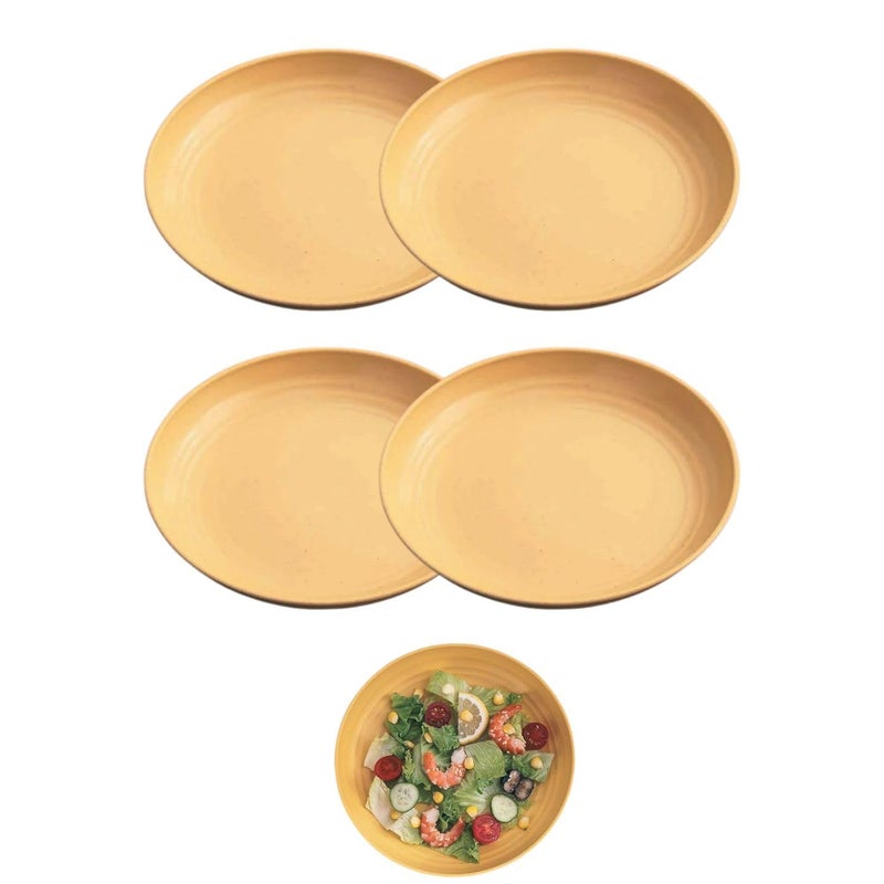 ShilpSukh ShilpSukh 9 Wheat Straw Round Dinner Plate EcoFriendly Lightweight Unbreakable Dishwasher Safe Food Dish Steak Plate Serving Tray for Kitchen Restaurant Parties Gifting Yellow 4 - Image 1