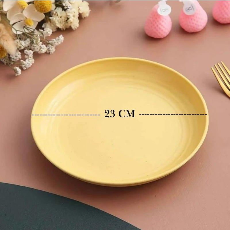 ShilpSukh ShilpSukh 9 Wheat Straw Round Dinner Plate EcoFriendly Lightweight Unbreakable Dishwasher Safe Food Dish Steak Plate Serving Tray for Kitchen Restaurant Parties Gifting Yellow 4 - Image 2