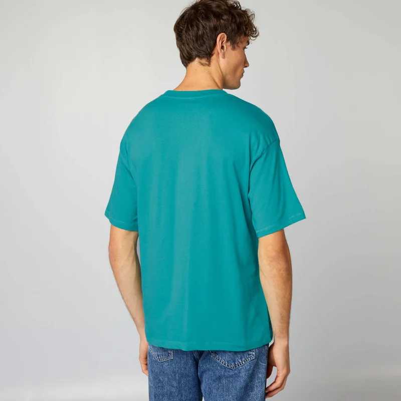 Kiabi Plain Loose-Fit T-Shirt Baltic Blue