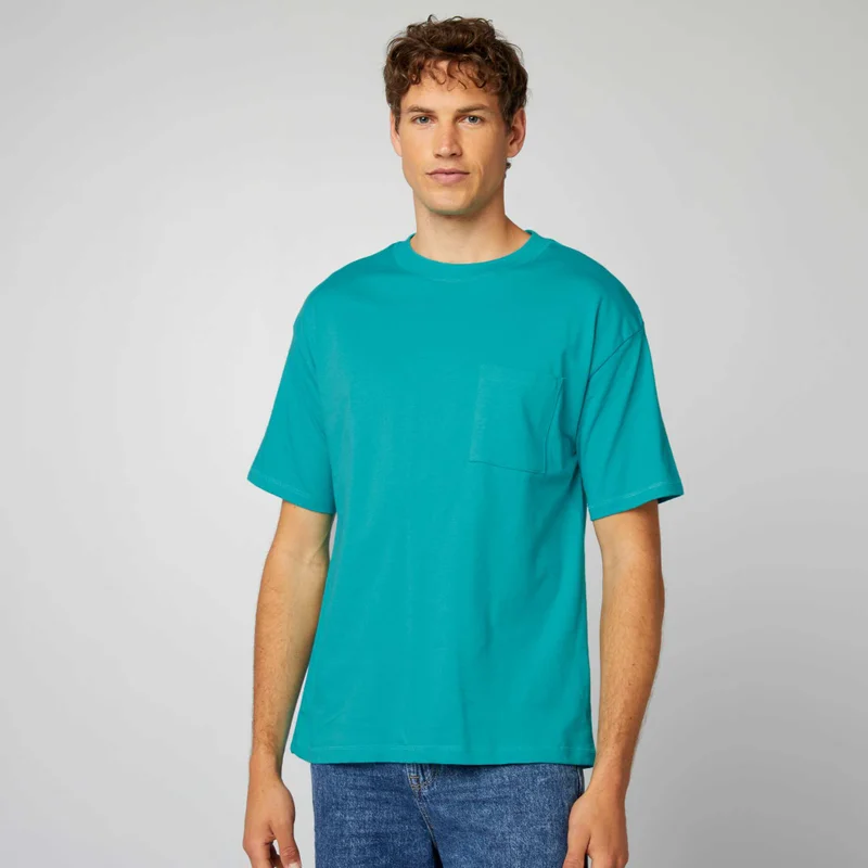 Kiabi Plain Loose-Fit T-Shirt Baltic Blue