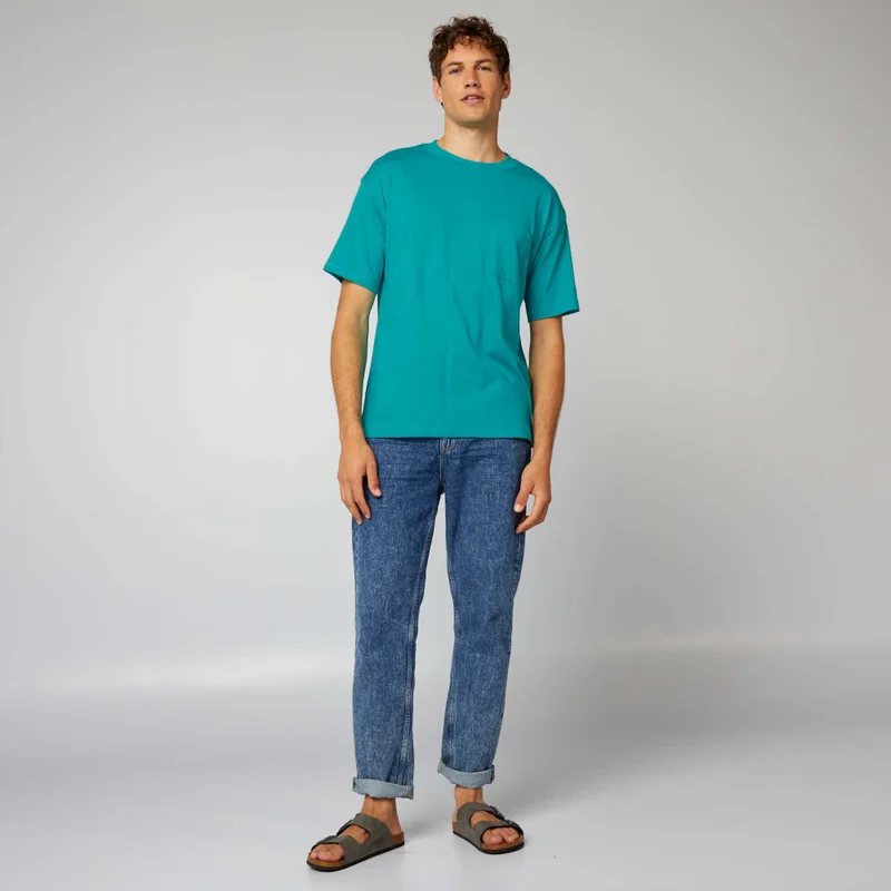 Kiabi Plain Loose-Fit T-Shirt Baltic Blue