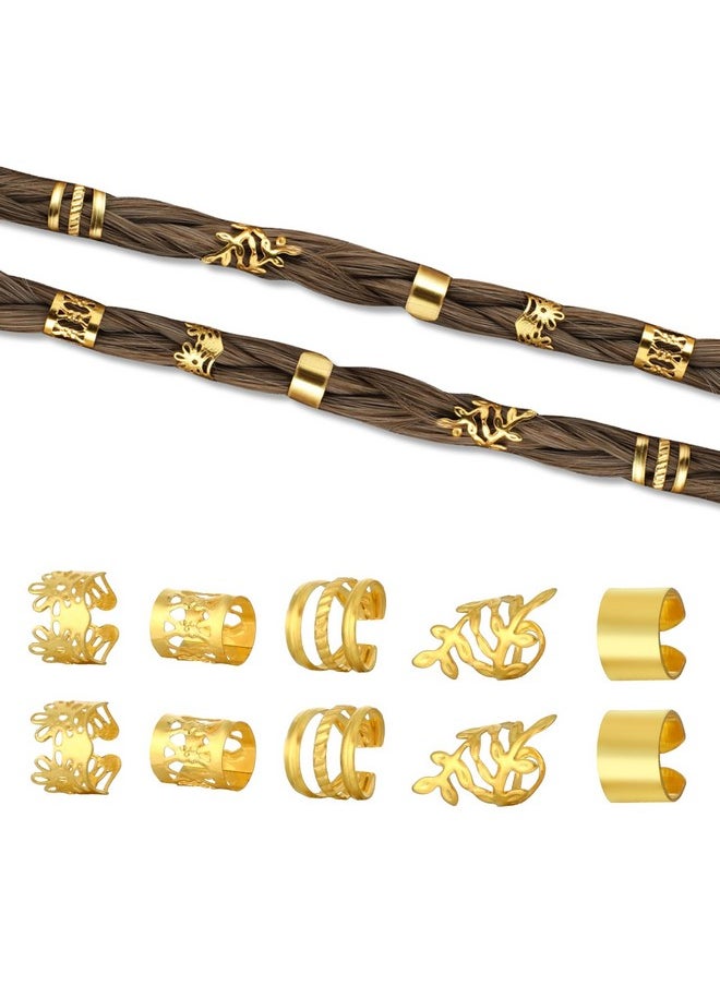 Prasacco 50 Pieces Gold Hair Jewelry For Braids, Loc Jewelry For Hair Dreadlocks Braid Jewelry Accessories Metal Gold Rings Cuffs Clip Hair Braids Jewelry Decorations For Women And Girls 