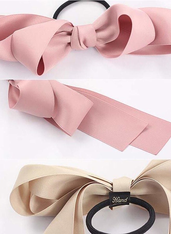 Fodattm 6 PCS Women Lady Satin Ribbon Bow Hair Rope Head Wrap Headbands Elastics Hair Tie Ponytail Holders Hair Accessories Headdress - Image 4