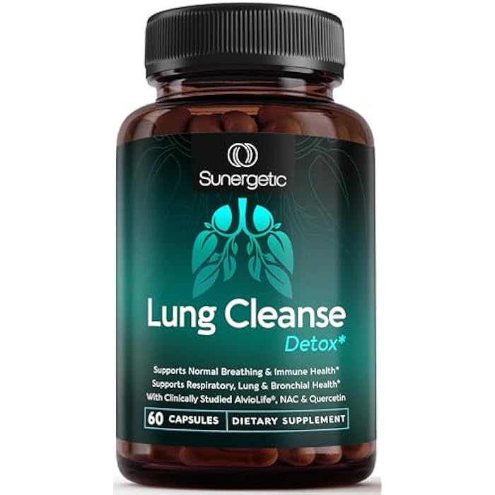 Sunergetic Premium Lung Support Supplement - Lung Cleanse & Detox Supplement With Mullein Leaf, NAC, Bromelain & Boswellia-Lung Health Formula for Respiratory, Breathing & Bronchial Health-60 Capsules - Image 1