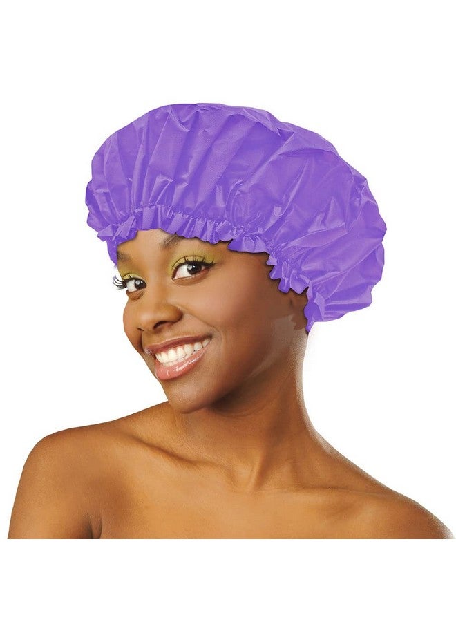 Shower Cap For Women, Shower Caps For Women Reusable Waterproof Travel Accessories For Women Spa Large, 1Pc (Purple)