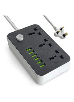 BOLICE Power Strips Extension Cord 3 Outlets Power Socket with 6 USB Ports Universal Charging Socket with 2M Bold Extension Cord  - Image 1