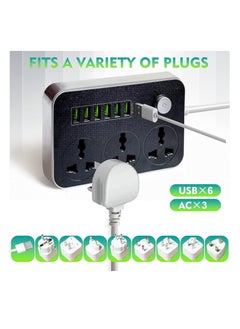 BOLICE Power Strips Extension Cord 3 Outlets Power Socket with 6 USB Ports Universal Charging Socket with 2M Bold Extension Cord  - Image 5