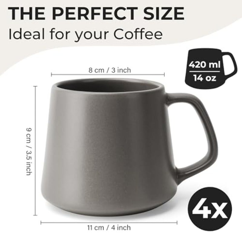 - Coffee Mugs Set of 4 420 ml - Luxe Collection (Classic Pastel) Large Ceramic Coffee Mugs for Cappuccino Tea and Espresso - Microwave and Dishwasher Safe - Image 2