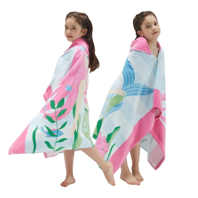 KIDS HOODED BEACH BATH TOWELS 100 COTTON 50X30 INCHES TOWEL WRAP TODDLERS GIRLS 312 YEARS COVERUP PINK HAIR MERMAID