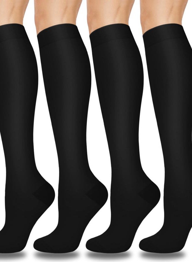 Aoliks 4 Pairs Copper Compression Socks for Women & Men Circulation 15-20 mmHg - Best Support for Nurses, Running - Image 1