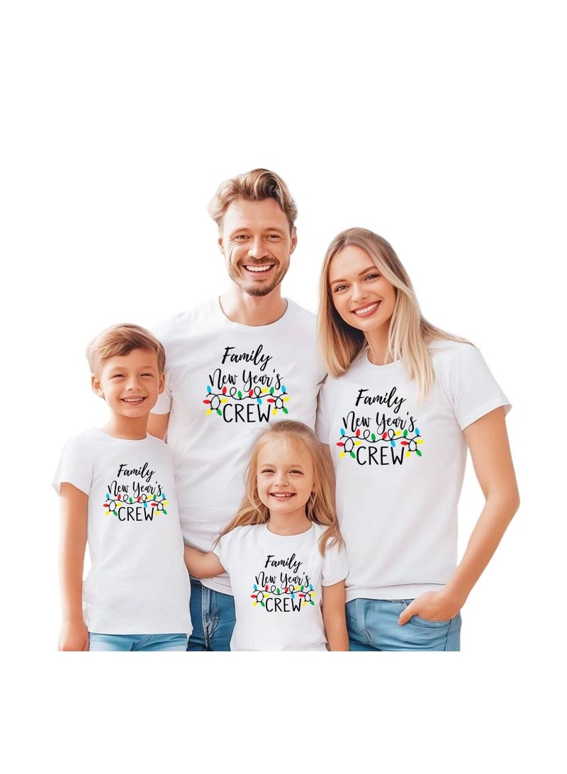 PRINTSHOP4ME New Year Family Matching T-Shirt For Men,Women And Kids–Round Neck Short Sleeve Soft Cotton T-Shirt–Perfect For New Year Celebrations - Image 1
