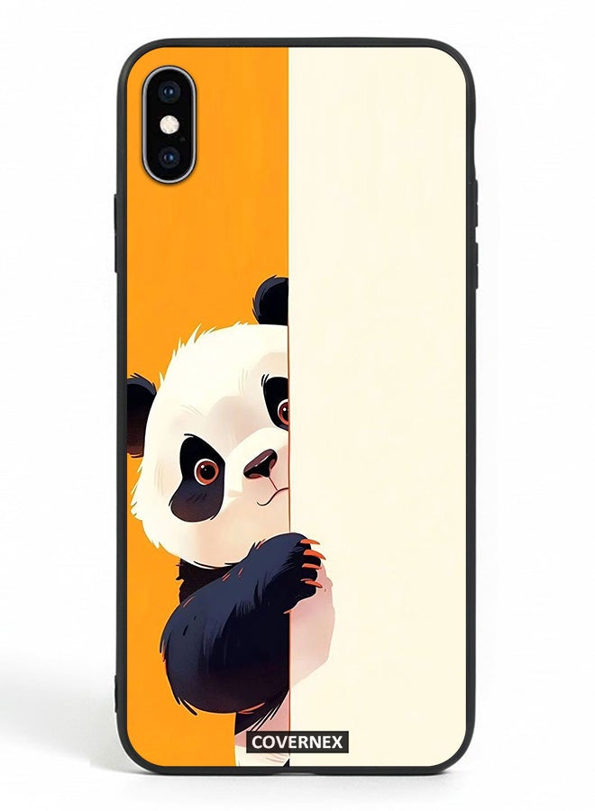 Covernex Apple iPhone Xs Max Protective Case Cover Printed Featuring Cute Peek Behind The Wall Illustration - Image 2