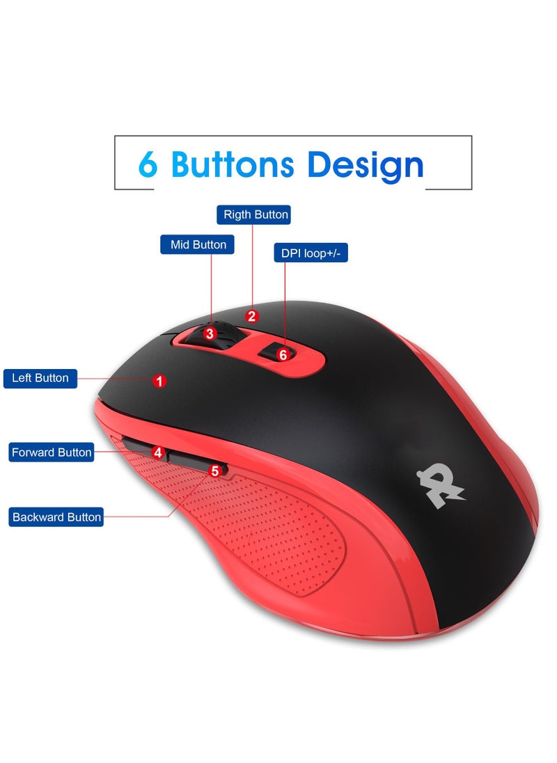 Rock Pow - Wireless Mouse Ergonomic PC Mouse with USB Receiver for Computer Laptop Desktop 3 DPI Adjustable Silent Click Comfortable Ergo Mouse 10M Wireless Connection Ultra-fast Scroll - Image 1