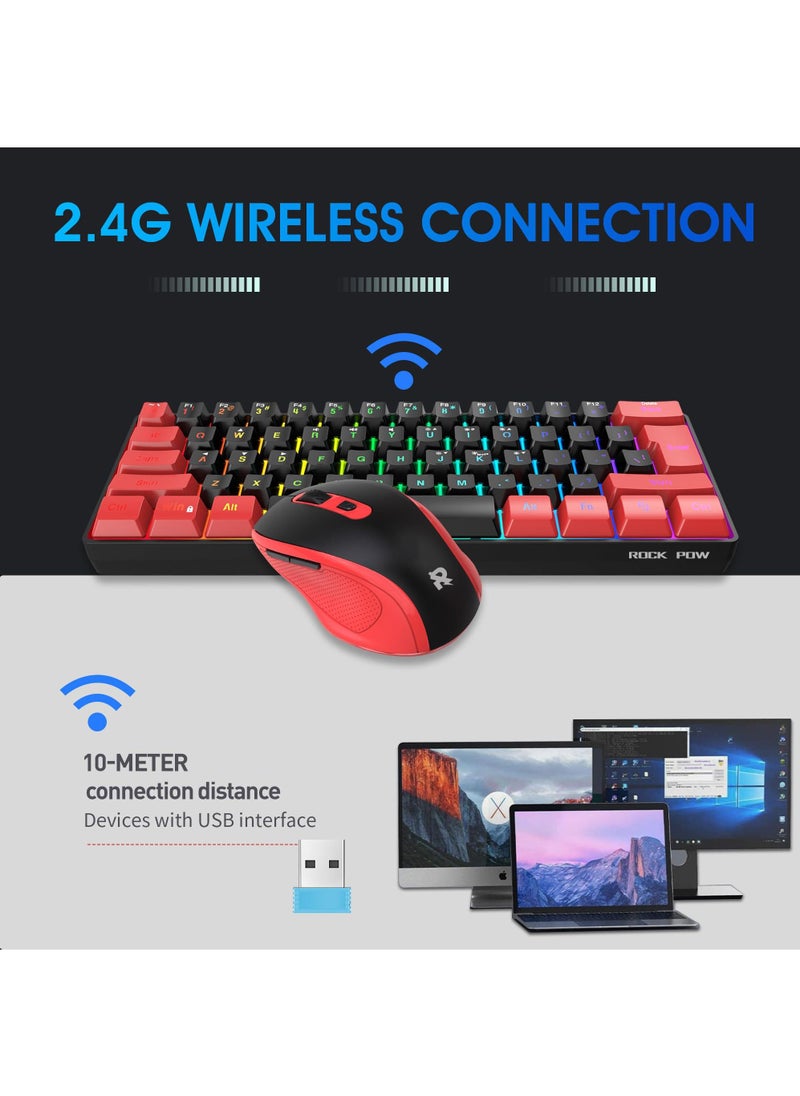 Rock Pow - Wireless Mouse Ergonomic PC Mouse with USB Receiver for Computer Laptop Desktop 3 DPI Adjustable Silent Click Comfortable Ergo Mouse 10M Wireless Connection Ultra-fast Scroll - Image 1