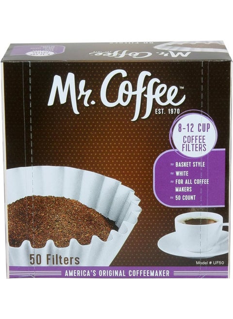 Coffee Filters Pack 50   (8-12) Cup  Color White