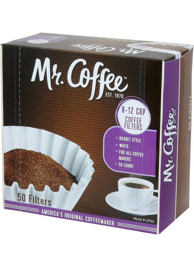 Coffee Filters Pack 50   (8-12) Cup  Color White