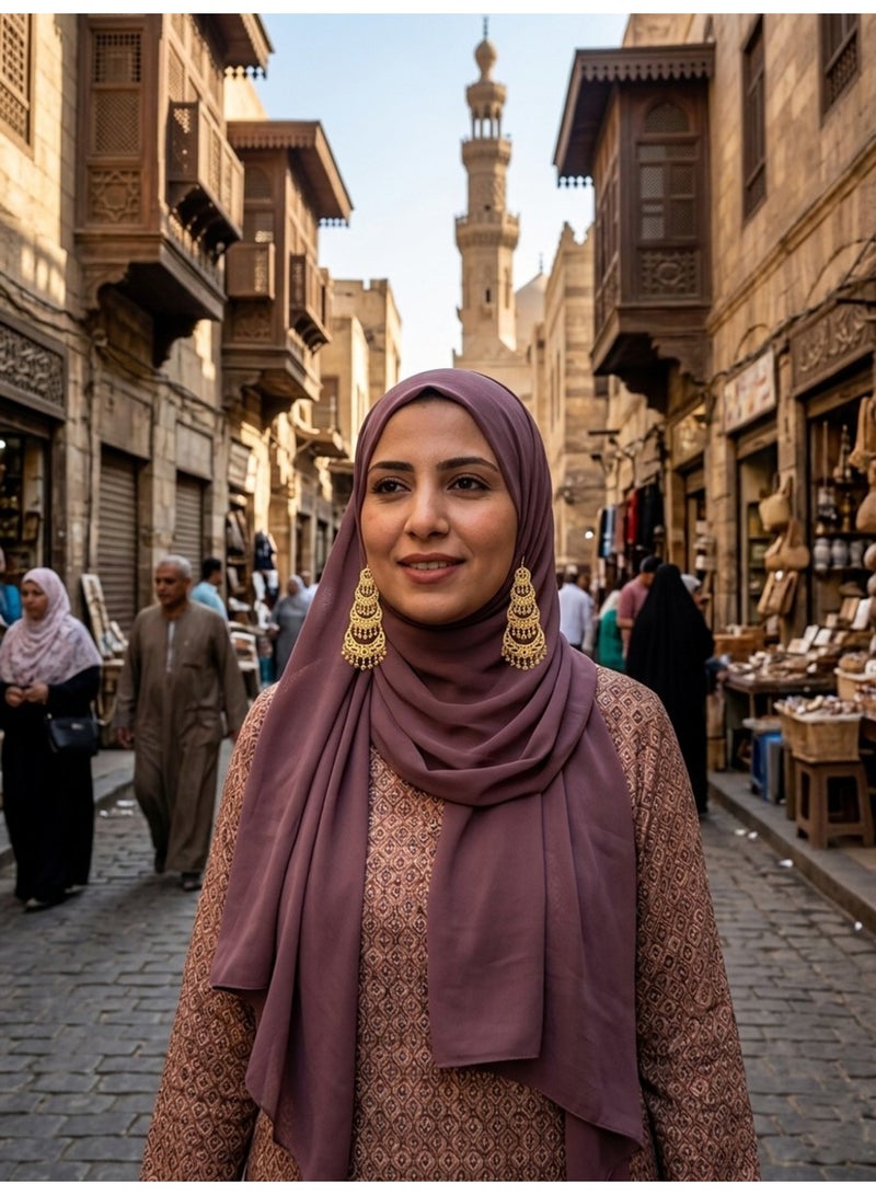 جوليا ستور أقراط متدلية فاخرة مطلية بالذهب عيار 21 قيراطًا، بتصميم جمالي رائع، على الطراز الشرقي التقليدي، بتصميم مصري عتيق، أقراط متدلية مجوفة للنساء والفتيات - Image 2