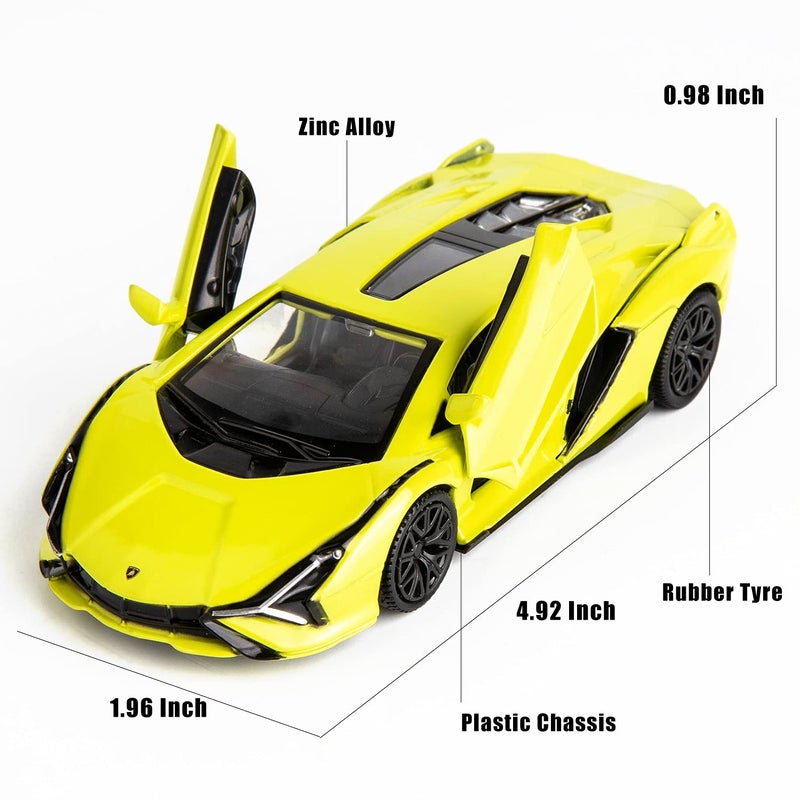 RMZ City سيارة نموذج لامبورغيني سيان FKP37 بمقياس 1/36 من RMZ City، سيارة لعبة مصنوعة من سبائك الزنك للأطفال، سيارة لعبة سحب للخلف للأطفال الصغار، هدية للأولاد والبنات - Image 2