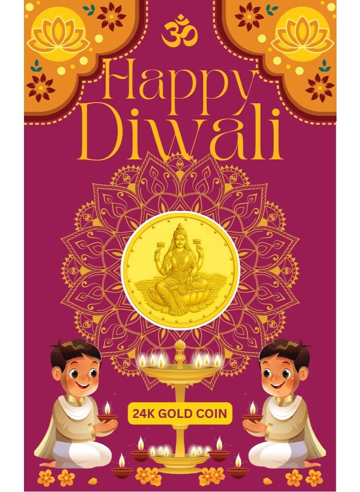 VARNIKA JEWELLERY 24 Karat 999 Pure Gold Coin Laxmi 2g - 2025 Diwali Edition - Image 1