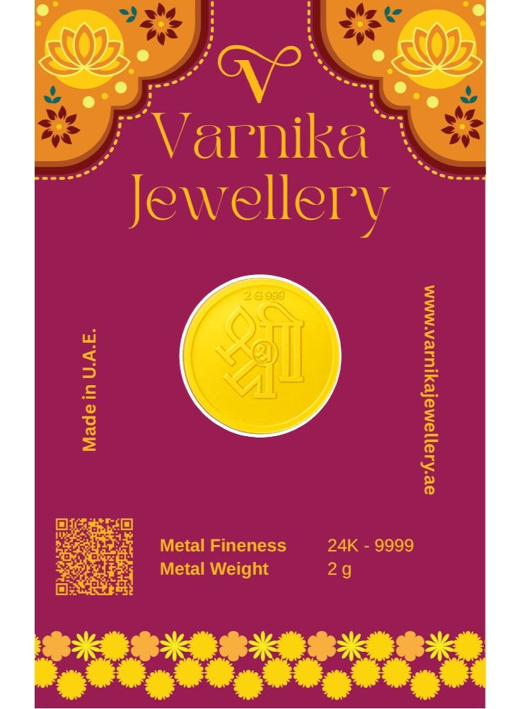VARNIKA JEWELLERY 24 Karat 999 Pure Gold Coin Laxmi 2g - 2025 Diwali Edition - Image 2