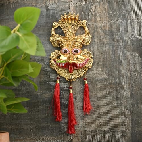 Gellon Kirtimukha in Gold Finish with Colored Mouth Finish for Home Door in Metal, Kirtimukha Wall Hanging for Home Decor, Nazar Battu for Door Entrance (Pack of 1) - Image 5
