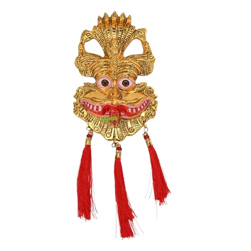 Gellon Kirtimukha in Gold Finish with Colored Mouth Finish for Home Door in Metal, Kirtimukha Wall Hanging for Home Decor, Nazar Battu for Door Entrance (Pack of 1) - Image 4