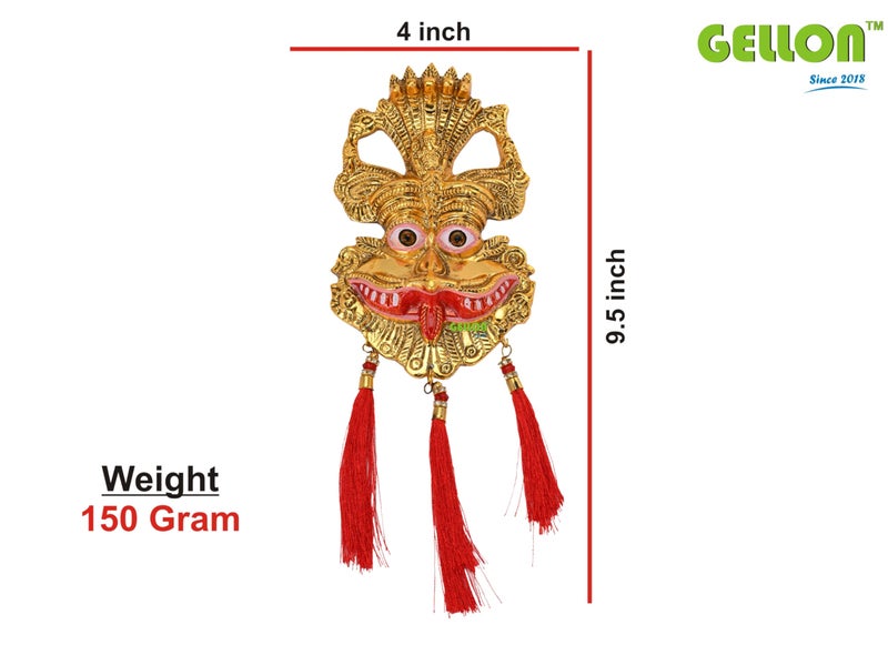 Gellon Kirtimukha in Gold Finish with Colored Mouth Finish for Home Door in Metal, Kirtimukha Wall Hanging for Home Decor, Nazar Battu for Door Entrance (Pack of 1) - Image 3