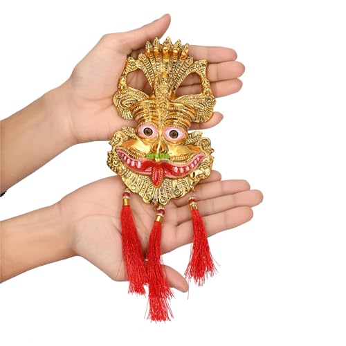 Gellon Kirtimukha in Gold Finish with Colored Mouth Finish for Home Door in Metal, Kirtimukha Wall Hanging for Home Decor, Nazar Battu for Door Entrance (Pack of 1) - Image 2