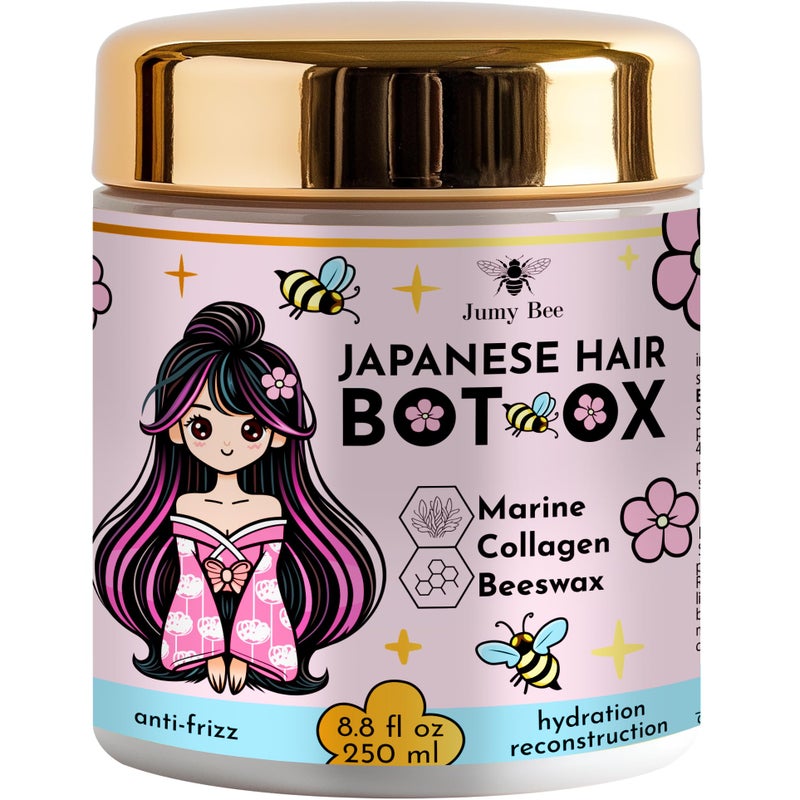 Jumybee Japanese BTX Hair Mask for Damaged Hair B-TOX â€“ Collagen & Keratin Treatment with Beeswax & Seaweed, Anti-Frizz, Protein Repair, Formaldehyde-Free, 8.8 oz - Image 1