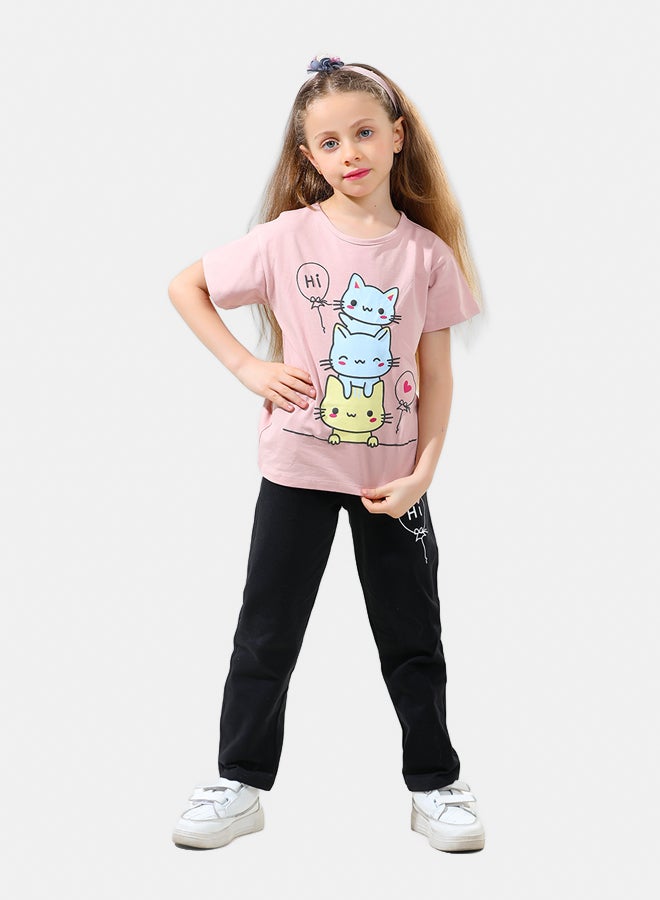 ريمينت بيجاما للبنات برسمة قطط كشميري - Image 2
